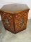 Traditional Spanish Design Hexagon Shape End Table w/ Panel Door Simulated Wood Finish