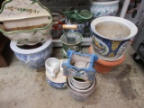 Lot - Great Deal Semi-Porcelain Oriental Design & Other Flower Pots/Planters