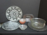 Lot - Depression Federal Glass Madrid Pattern 10 Oval Vegetable Bowl