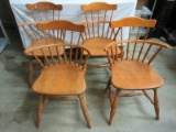 Set - 4 Maple Comback Windsor Chairs Ring Turned Legs
