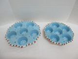 2 Temp-Tations Presentable Ovenware Snowman Snowflakes Cup Cakes/Muffin Pans