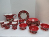 18 Pieces - Tracy Potter Jolly Ol' Snowy/Holly & Pine Cones Pattern Dinnerware