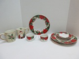 10 Pieces Gibson Designs Houseware China Dinnerware Christmas Holly Pattern
