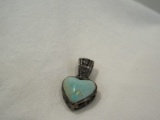 Stamped NF925 Filigree Turquoise Heart Pendant