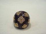 Exquisite Lauren G. Adams High End Fashion Jewelry Cocktail Ring Enamel Amethyst