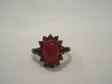 Stamped 925 Ring w/ Amber Colored Stones
