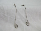 Pair - 925 Pierced Dangle Earrings w/ Tear Drop Cubic Zirconia