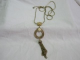 Lydell NYC Rhinestone Tassel Medallion Fashion Jewelry Necklace
