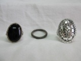 3 Fashion Jewelry Rings Textured Oval Medallion Cocktail Ring Size 9