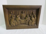 Last Supper Religious Wall Plaque 3 Dimension Design Simulated Walnut Wood