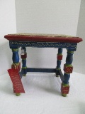 Striking Journey to India Vibrant Colors Artisan Accent Table