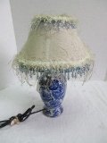 CPI Porcelain Vase Form Accent Lamp Oriental Blue/White Flowering Vine Pattern Azure