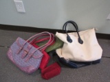 Lot - 3 Ladies Handbags/Pocket Books Red Cato, Liz Caliborne Lavender, Green Bandolino