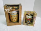 Lot - Café Coffee Canister w/ Matching Scoop & Harvest Sugar/Creamer
