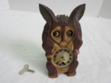 Vintage Mi-Ken Moving Eyes Donkey Key Wind Wall Clock Fancy Clock Baby Animal Series