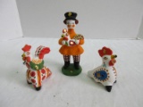 Lot - Hand Crafted Clay Russian Folk Art Toys Called 