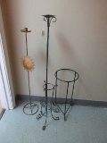Lot - 2 Metal Stands & 2 Candle Stick Holders 40