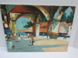 Images Certified Original Art Oil on Canvas European Vender Street Scene Artist Signed Peters