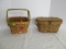 Longaberger Basket w/ Center Handle, Leather Strap Hinged Lid, Latch Base Marked 1984