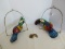 Just Hanging Out 2 Colorful Tropical Ceramic Parrots w/ Perches