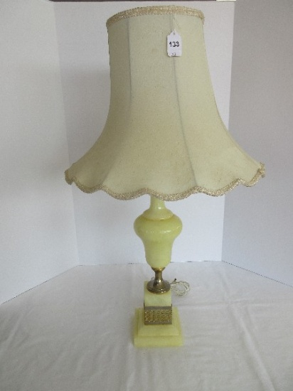 Onyx Finish Urn Form Table Lamp on Decorative Plinth Base Topaz Color
