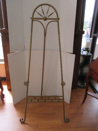 Victorian Era Style Aesthetic Movement Ornate Metal Artwork Easel Gilded Patina
