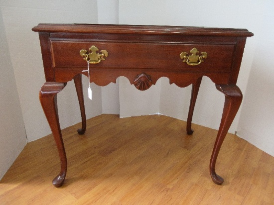 Cherry Queen Anne Style Tea Table w/ Drawer, 2 Side Pullout Candle Stands