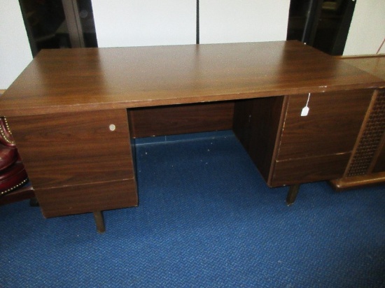 Walnut Simulated Wood Desk Modern Design