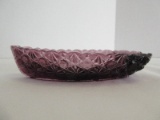Amethyst Pressed Glass Daisy & Button Pattern Canoe Boat Ashtray