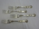 4 Gorham Sterling Buttercup Pattern Dinner Forks w/ Monograms Circa 1900- 42.5 GRAMS EACH