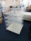 Retail Store Display Cube Design Unit On Casters w/ Hangers