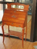 Cherry Slant Front Ladies Writing Desk w/ Beveled Mirror Back, Applied Accents