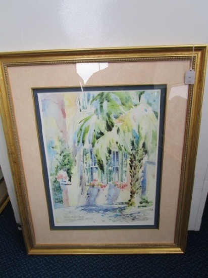 Watercolor Charleston Lithograph Print Artist Signed Betty Laughlin Smith