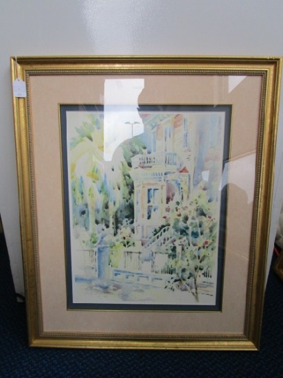 Watercolor Charleston Lithograph Print Artist Signed Betty Laughlin Smith