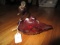 Ruby/Clear Glass Swan Dish