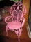 Pink Wicker Chair Curled/Lattice Shield Back Design