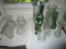 Glass Lot - Tall Vases, Green Glass, Twist Motif, Etc. Various Heights, 1 Green Bottle w/ Lights