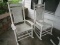 Pair - White Rocking Chair Wooden Arms/Wicker Seats Spindle Design