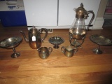 Silverplate Lot - Carafe, Kettle, Raised Dishes, Creamer/Sugar W.M. Rogers & Sons, Etc.