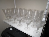 Lot - Twist Motif 14 Water Goblets, 5 Champaign Saucers