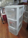 3 Drawer Sterilite White Organizer w/ Contents, Stamps, Die Cutters, Shape Cutters, Etc.
