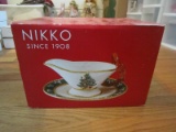 Nikko Since 1908 Christmas Tree Design/Motif Gravy Boat w/ Underplate