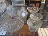 Misc. Glass Lot - Glass Cut Egg Shape Dish, Wide-To-Narrow Candy Dish