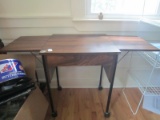 Wooden Drop-Leaf Side Table on Casters 1 Drawer