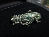 Heidi Daus Green Rhinestone Cricket Pin