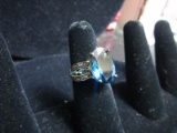 925 Thailand Large Blue Stone Ring
