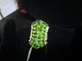 925 Green Stone/Teardrop Ring