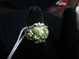 Green Floral Stone Design Ring Bixby 925