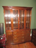 Council Mahogany China Cabinet w/ Silverware Drawer, 6 Drawers, 2 Side Doors