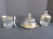 Depression Glass Dome Covered Cheese Dish Creamer & Covered Sugar Bowl